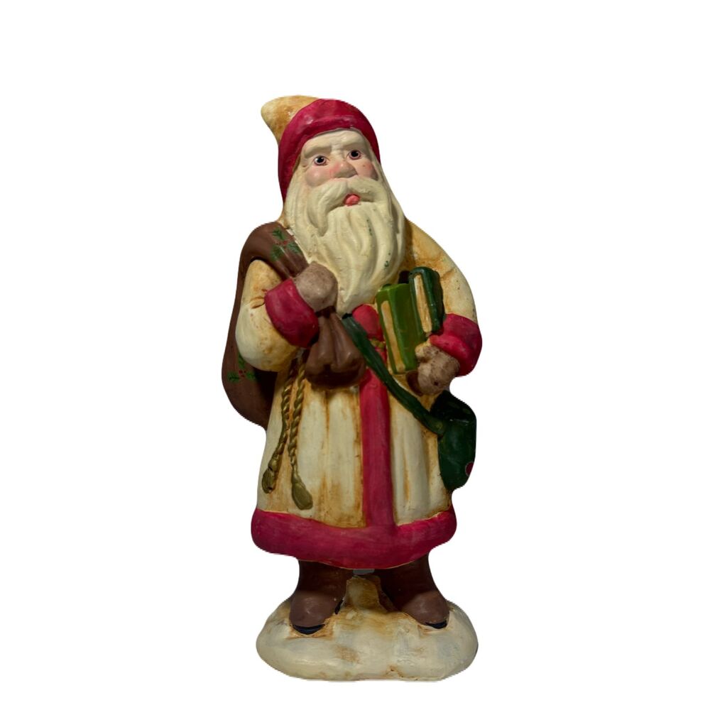 Old World Santa Claus Figurine 10" Books Toy Sack Christmas Decor